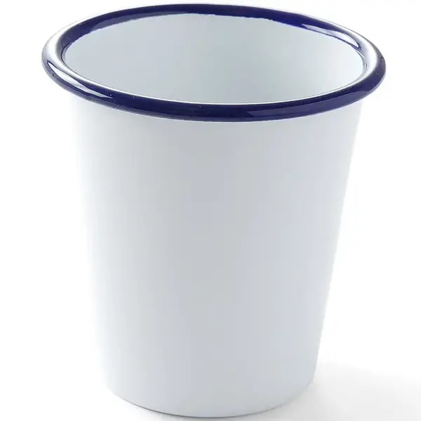 Beker | Geëmailleerd Staal | Wit/Blauw | 30cl | Per Stuk | Ø90x90(h)mm