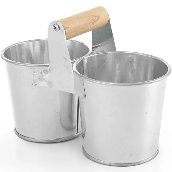Dubbele Serveeremmer | Hout/Gegalvaniseerd Staal | Per Stuk | 190x95x90(h)mm