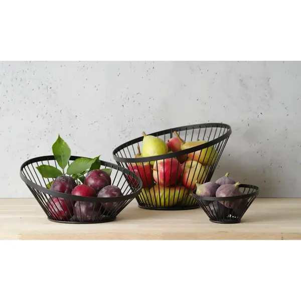 Fruitkorf | Metaal | Zwart | Ø150x80(h)mm