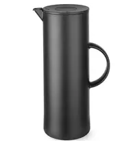 HENDI Thermoskan | Kunststof | Zwart | 1L | Dubbelwandig + Glazen Binnenfles | Drukknopsluiting | Ø110x289(h)mm 