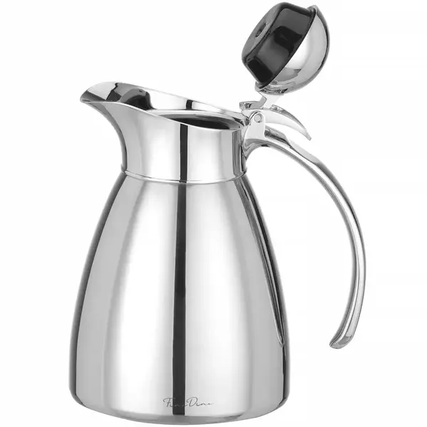 Thermoskan | RVS | 0.6L | Dubbelwandig | Klapdeksel (Rubber Afdichting) | Ø120x168(h)mm