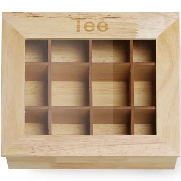 Theedoos | Hout | 12 Compartimenten | 300x280x90(h)mm