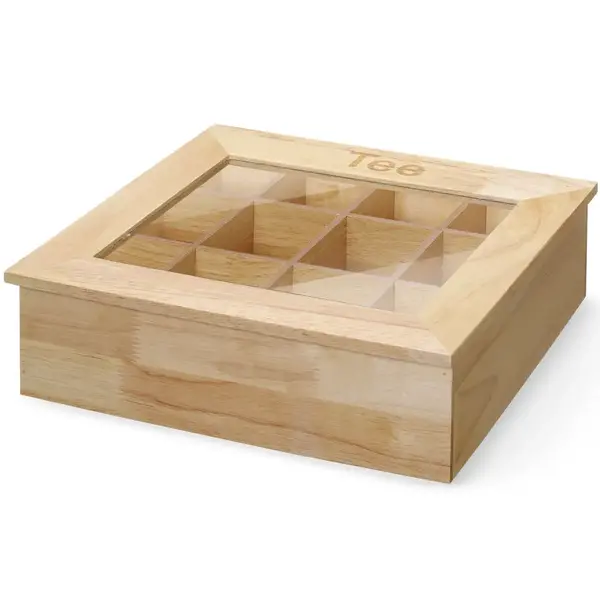 Theedoos | Hout | 12 Compartimenten | 300x280x90(h)mm