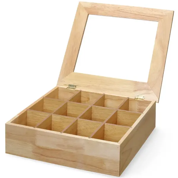 Theedoos | Hout | 12 Compartimenten | 300x280x90(h)mm