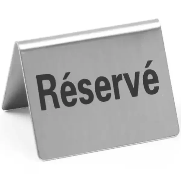 Tafelbordjes | RVS | "Réservé" | 4 Stuks | 50x35x40(h)mm