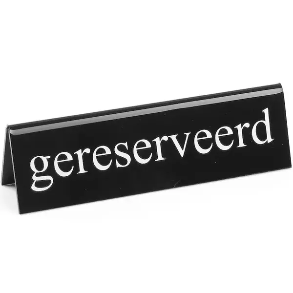 Tafelbordje | Kunststof | "Gereserveerd" | 2-zijdig | 130x30x38(h)mm