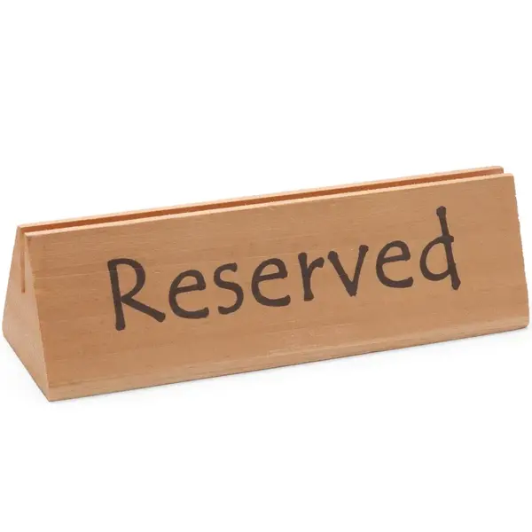 Tafelbordje | Hout | "Reserved" | Met Menukaartsleuf | 152x44x44(h)mm