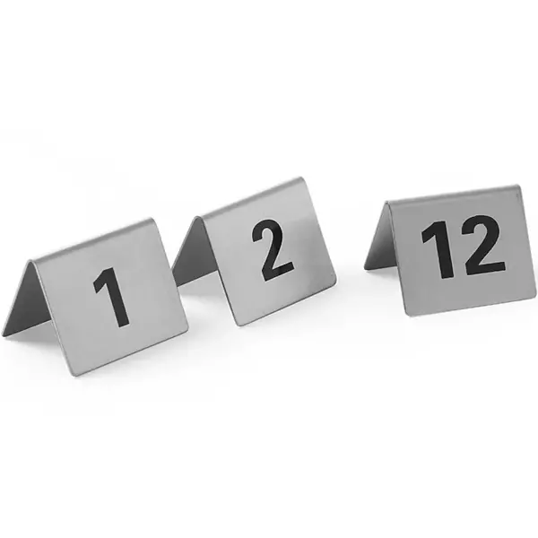 Tafelnummers | RVS | 1 t/m 12 | 12 Stuks | 50x35x40(h)mm