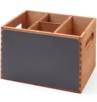HENDI Bestekbak | Hout | 4 Vakken | Met 2-zijdig Krijtbord | 210x150x150(h)mm