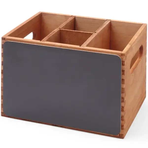 Bestekbak | Hout | 4 Vakken | Met 2-zijdig Krijtbord | 210x150x150(h)mm