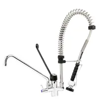RinseMaster Voorspoeldouche | SilverLine | Handdouche (Flexibele Hals) + Onderuitloop | Mengkraan (Elleboogbediening) | 1-Gats | 600(h)mm