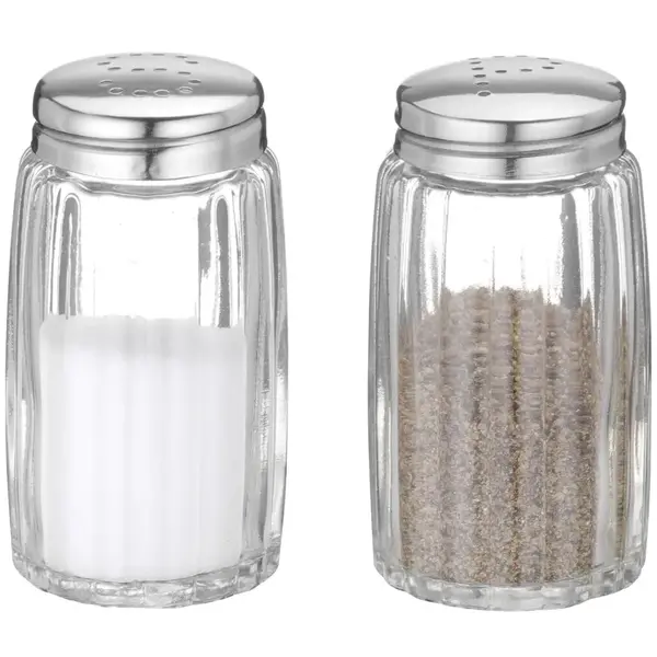 Peper-/Zoutstrooiers | RVS/Glas | 2 Stuks | Ø40x70(h)mm