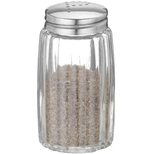 Peperstrooiers | RVS/Glas | 6 Stuks | Ø40x70(h)mm
