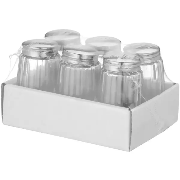 Peperstrooiers | RVS/Glas | 6 Stuks | Ø40x70(h)mm