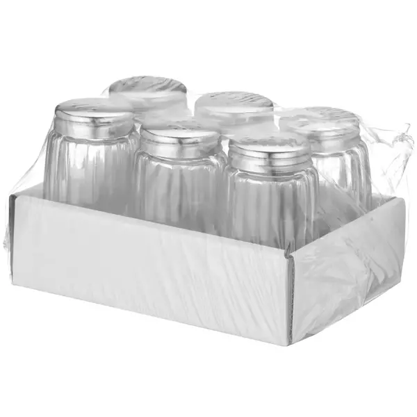 Zoutstrooiers | RVS/Glas | 6 Stuks | Ø40x70(h)mm
