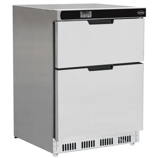 Koelkast | 101L | RVS | +2°C/+8°C | Geforceerd | 2 Laden | Wielen | 600x605x810(h)mm