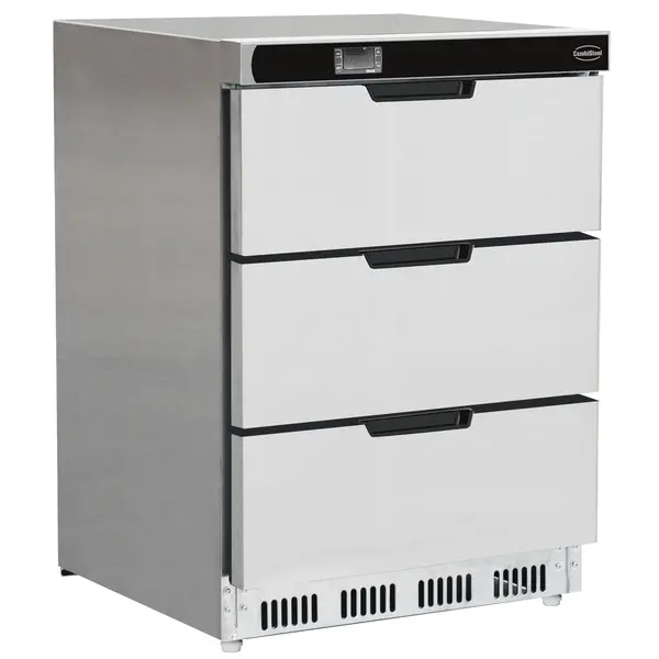 Koelkast | 101L | RVS | +2°C/+8°C | Geforceerd | 3 Laden | Wielen | 600x605x810(h)mm