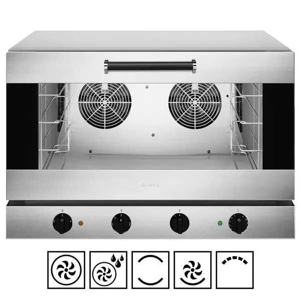 Multifunctionele Heteluchtoven | ALFA | 4 Niveaus (EN600x400) | Elektrisch | 50°C/270°C | 6.9kW (400V) | Bevochtiging (Handmatig) | Grillfunctie | 798x747x563(h)mm