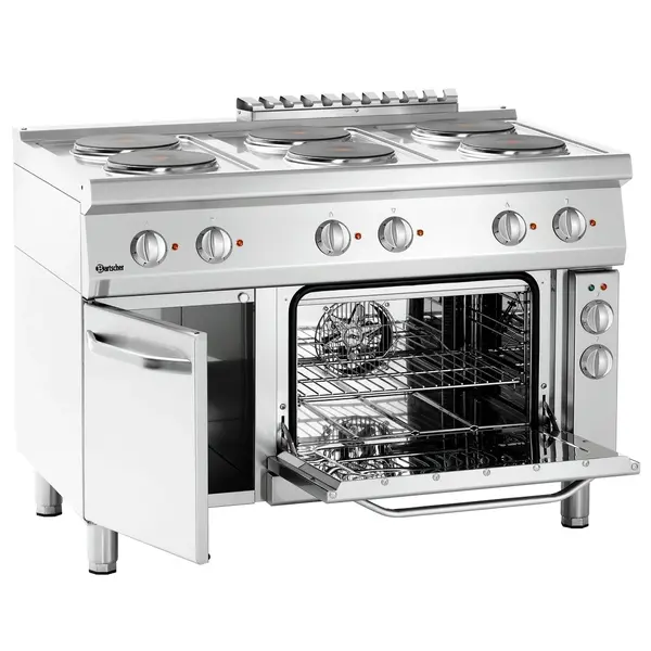 Fornuis | Elektrisch | EBO | 6 Kookplaten | 6x 2.6kW | Elektrische Oven | 1/1 GN | 58L | 3.65kW | 1200x700x850(h)mm