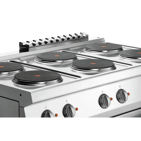 Fornuis | Elektrisch | EBO | 6 Kookplaten | 6x 2.6kW | Elektrische Oven | 1/1 GN | 58L | 3.65kW | 1200x700x850(h)mm