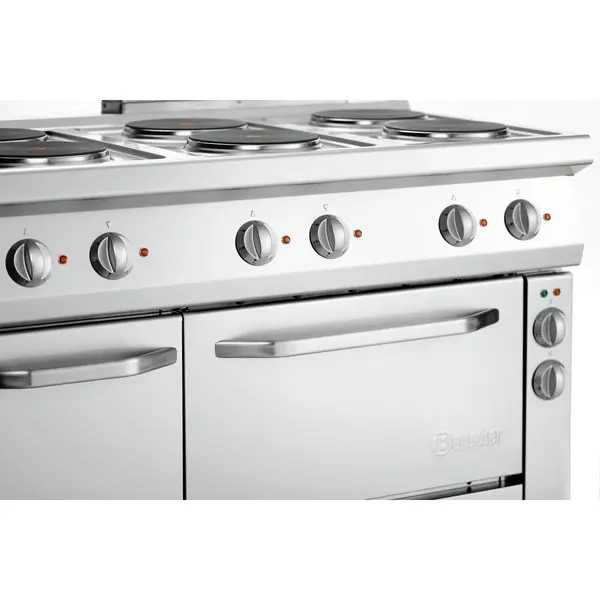 Fornuis | Elektrisch | EBO | 6 Kookplaten | 6x 2.6kW | Elektrische Oven | 1/1 GN | 58L | 3.65kW | 1200x700x850(h)mm
