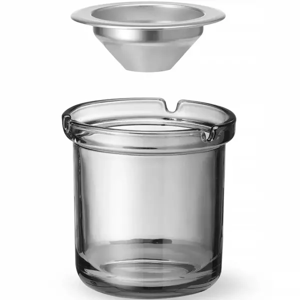 Terras Asbak | RVS/Glas | Ø98x99(h)mm