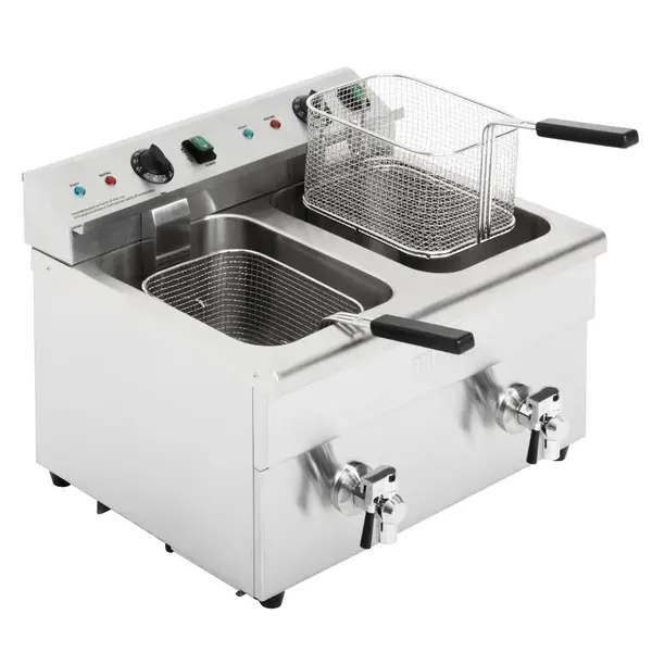 Inductiefriteuse | Elektrisch | 7.5+7.5L | 60°C/190°C | 6kW (2x 230V) | Aftapkranen | 576x478x410(h)mm