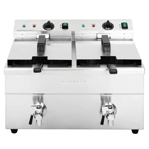 Inductiefriteuse | Elektrisch | 7.5+7.5L | 60°C/190°C | 6kW (2x 230V) | Aftapkranen | 576x478x410(h)mm