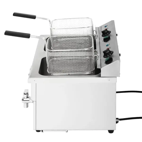 Inductiefriteuse | Elektrisch | 7.5+7.5L | 60°C/190°C | 6kW (2x 230V) | Aftapkranen | 576x478x410(h)mm