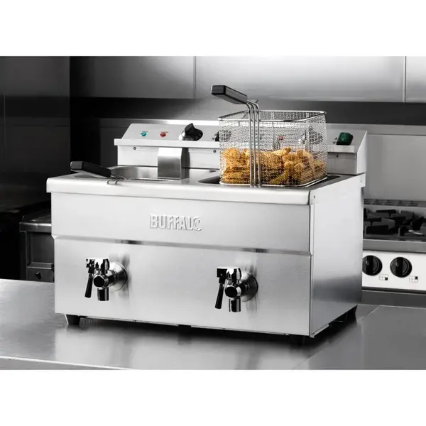 Inductiefriteuse | Elektrisch | 7.5+7.5L | 60°C/190°C | 6kW (2x 230V) | Aftapkranen | 576x478x410(h)mm