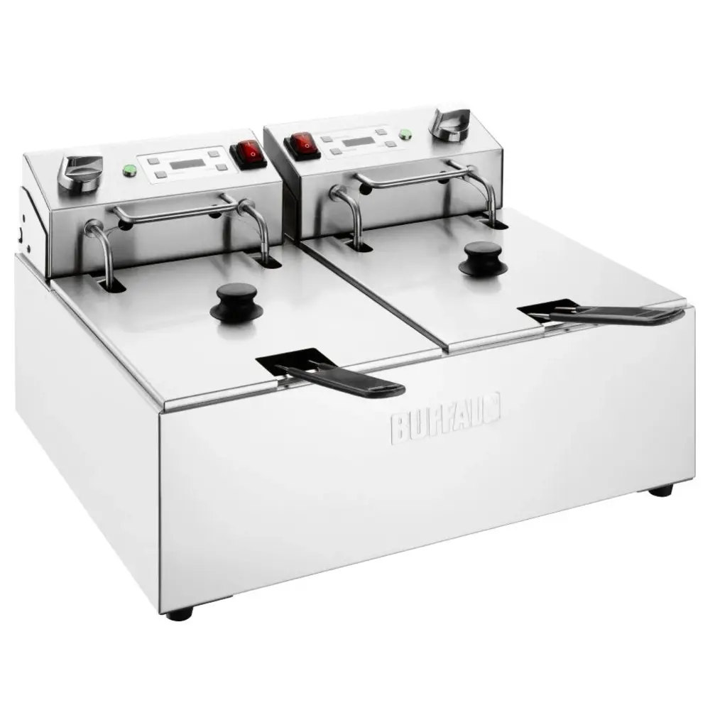 Buffalo 2,8 kW Einzeltank Einkorb Arbeitsplatten Fritteuse, 5 Liter, Edelstahl, Temperatur: 60 bis 190 °C, FC256