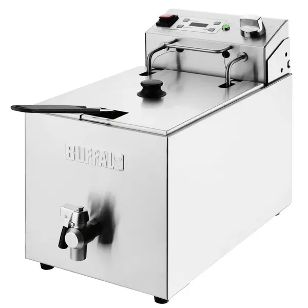 Friteuse | Elektrisch | 8L | 50°C/190°C | 2.9kW (230V) | Aftapkraan | Timer | 280x505x410(h)mm