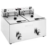 Buffalo Friteuse | Elektrisch | 8+8L | 50°C/190°C | 5.8kW (2x 230V) | Aftapkranen | Timer | 560x505x410(h)mm