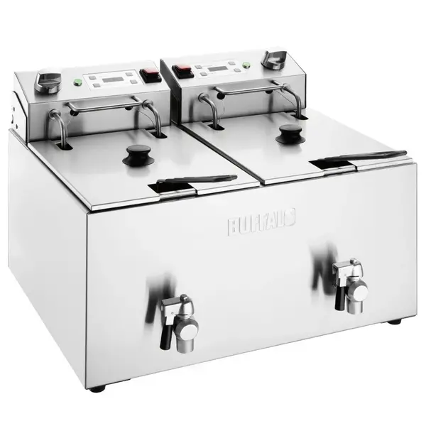 Friteuse | Elektrisch | 8+8L | 50°C/190°C | 5.8kW (2x 230V) | Aftapkranen | Timer | 560x505x410(h)mm