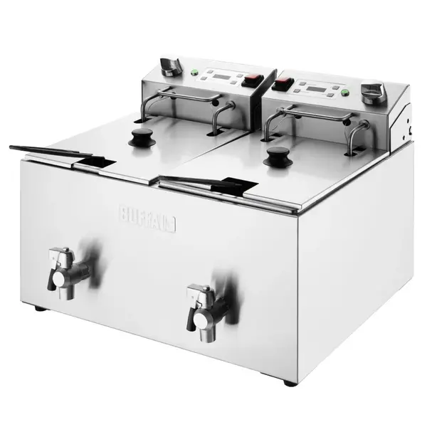 Friteuse | Elektrisch | 8+8L | 50°C/190°C | 5.8kW (2x 230V) | Aftapkranen | Timer | 560x505x410(h)mm