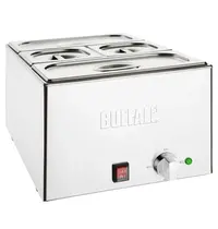 Buffalo Bain-Marie | Elektrisch | 2x 1/3 GN + 2x 1/6 GN | 30°C/90°C | 1.2kW (230V) | Incl. GN-Bakken | 432x645x327(h)mm