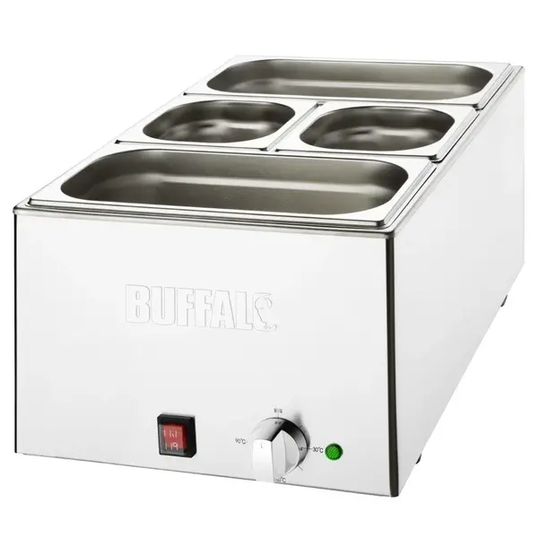 Bain-Marie | Elektrisch | 2x 1/3 GN + 2x 1/6 GN | 30°C/90°C | 1.2kW (230V) | Incl. GN-Bakken | 432x645x327(h)mm