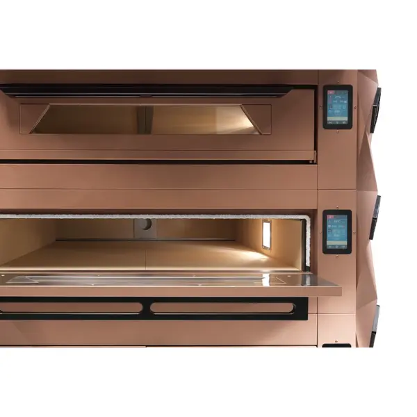 Modulaire Pizzaoven | DIAMOND | Messing | Elektrisch | 9x Ø35cm / Bakkamer | 0°C/460°C | 400V | Touchscreen | Incl. Afzuigkap + Rijskast
