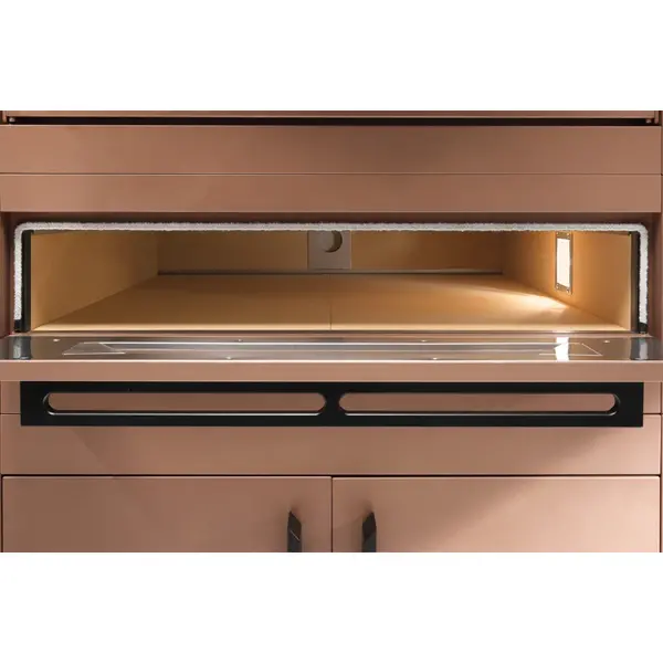 Modulaire Pizzaoven | DIAMOND | Messing | Elektrisch | 9x Ø35cm / Bakkamer | 0°C/460°C | 400V | Touchscreen | Incl. Afzuigkap + Rijskast