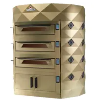 Italforni Modulaire Pizzaoven | DIAMOND | Messing | Elektrisch | 9x Ø35cm / Bakkamer | 0°C/460°C | 400V | Touchscreen | Incl. Afzuigkap + Rijskast 