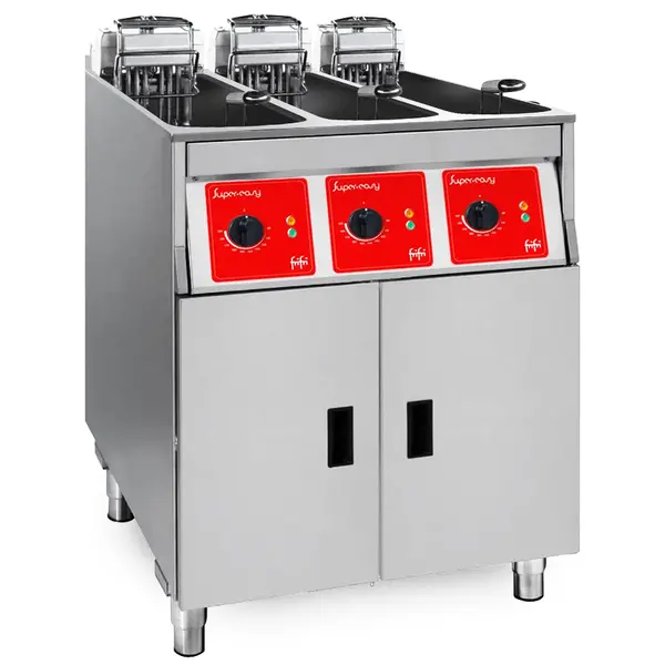 Friteuse | SUPER EASY | Elektrisch | 7+7+7L | 95°C/190°C | 33kW (400V) | Aftapkranen | 592x650x893/986(h)mm