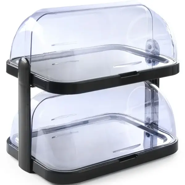Buffetvitrine | DUO UNIQ (Design by Bronwasser) | Kunststof/RVS | 2 Etages | Gekoeld | Incl. Serveerchalen (2x 400x300) | 4 Koelelementen + 2 Roll-Top Deksels | 460x355x480(h)mm