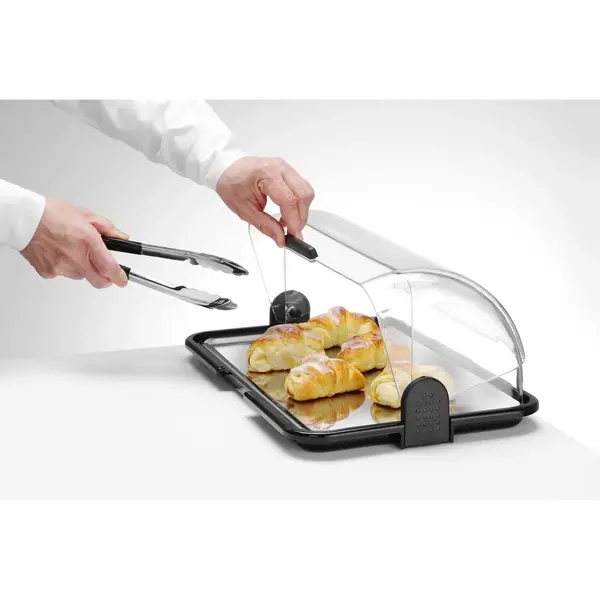 Buffetvitrine | Kunststof/RVS | Gekoeld | Incl. Serveerchaal | 2 Koelelementen + Roll-Top Deksel | 465x315x195(h)mm