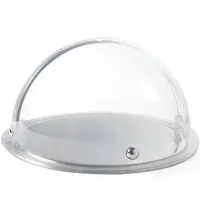 HENDI Buffetvitrine | Kunststof/RVS | Incl. Serveerchaal | Roll-Top Deksel | Ø380x240(h)mm 