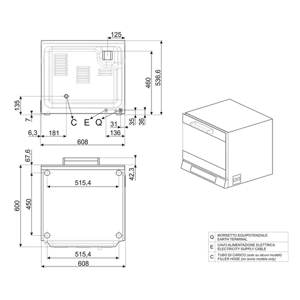 Multifunctionele Heteluchtoven | ALFA | 4 Niveaus (435x320) | Elektrisch | 30°C/270°C | 3kW (230V) | Bevochtiging (Automatisch) | Grillfunctie | 602x600x537(h)mm