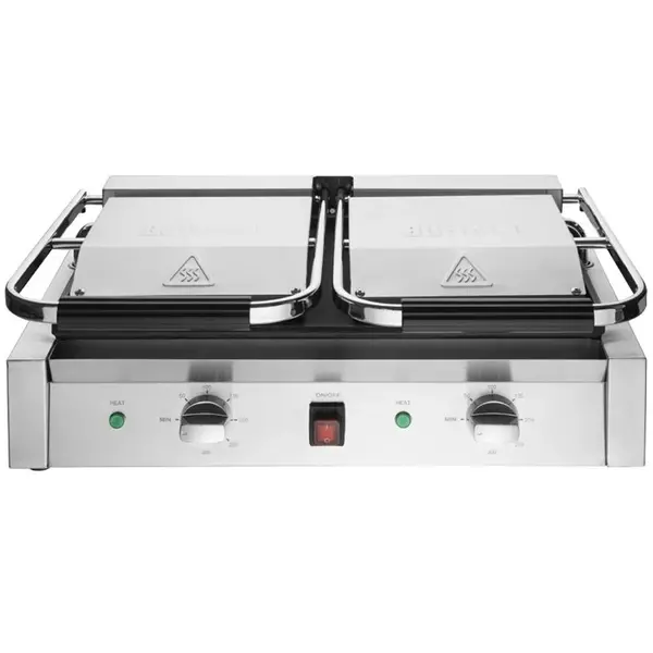 Contact-/Paninigrill | BISTRO | Dubbel | Gegroefd Oppervlak (Gietijzer) | 100°C/300°C | 2.9kW (230V) | 570x310x200(h)mm