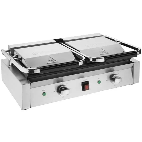 Contact-/Paninigrill | BISTRO | Dubbel | Gegroefd Oppervlak (Gietijzer) | 100°C/300°C | 2.9kW (230V) | 570x310x200(h)mm