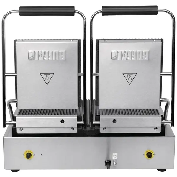 Contact-/Paninigrill | BISTRO | Dubbel | Gegroefd Oppervlak (Gietijzer) | 100°C/300°C | 2.9kW (230V) | 570x310x200(h)mm