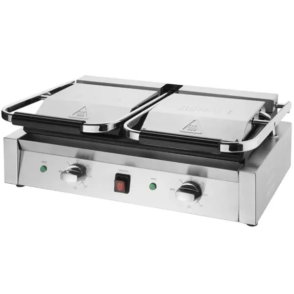 Contact-/Paninigrill | BISTRO | Dubbel | Glad/Gegroefd Oppervlak (Gietijzer) | 100°C/300°C | 2.9kW (230V) | 570x310x200(h)mm