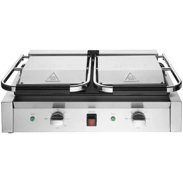 Contact-/Paninigrill | BISTRO | Dubbel | Glad/Gegroefd Oppervlak (Gietijzer) | 100°C/300°C | 2.9kW (230V) | 570x310x200(h)mm